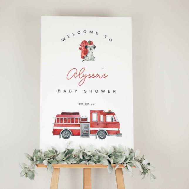 Póster Cartel de bienvenida de Baby Shower para bomberos  (Subido por el creador)