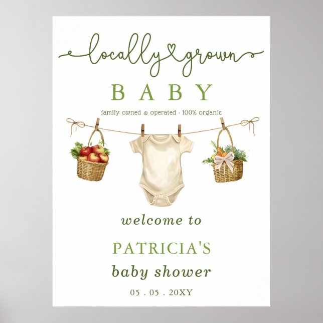 Póster Cartel de bienvenida de Baby Shower para los agric (Frente)