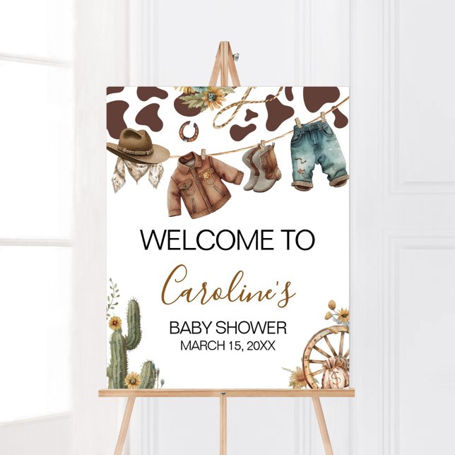 Póster Cartel de bienvenida de Baby Shower para un niño d (A Little Cowboy Baby Shower Welcome Sign)