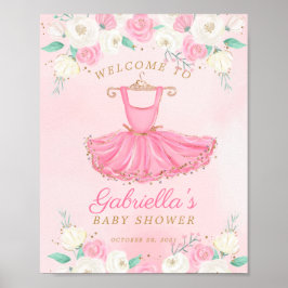 Póster Cartel de bienvenida de Ballerina Tutu Baby Shower