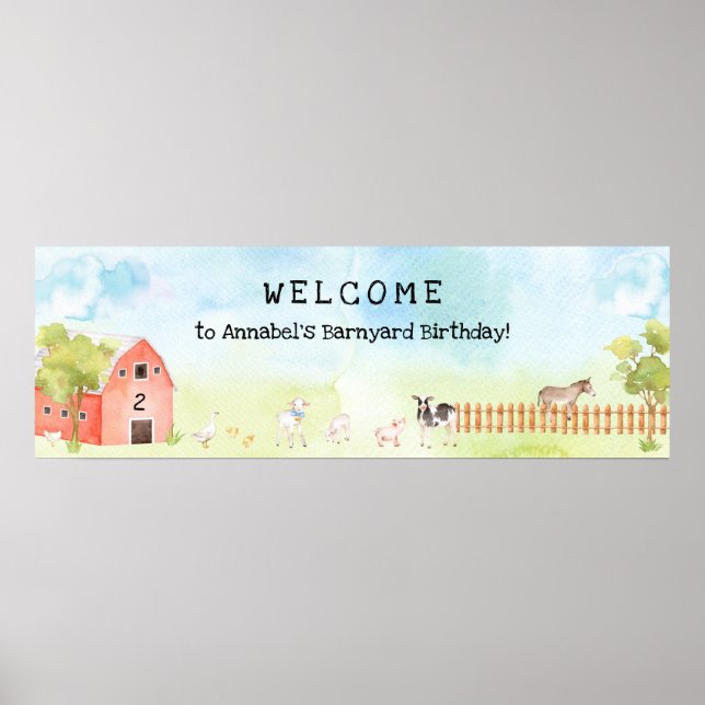Póster Cartel de bienvenida de Barnyard Birthday Party (Frente)