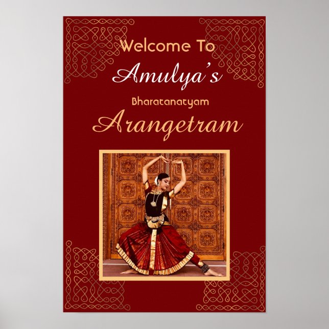 Póster Cartel de bienvenida de Bharatanatyam Arangetram,  (Frente)