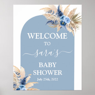 Póster Cartel de bienvenida de Blue Pampas Grass Baby Sho
