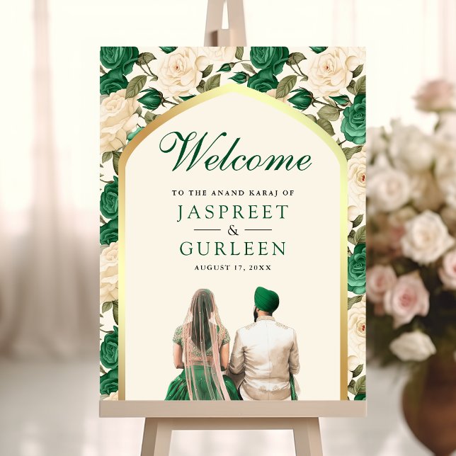 Póster Cartel de bienvenida de boda Anand Karaj floral es (Subido por el creador)