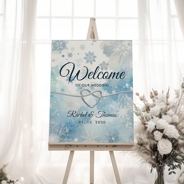 Póster Cartel de bienvenida de boda azul de invierno mági (Subido por el creador)