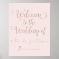 Cartel de bienvenida de boda beige cremoso con has