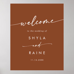Póster Cartel de bienvenida de boda Boho Chic Terracotta