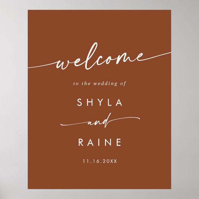 Póster Cartel de bienvenida de boda Boho Chic Terracotta  (Frente)