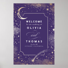 Póster Cartel de bienvenida de boda celestial con cielo n