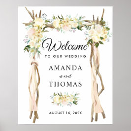 Póster Cartel de bienvenida de boda con arco de pérgola f