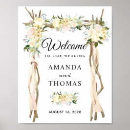 Póster Cartel de bienvenida de boda con arco de pérgola f
