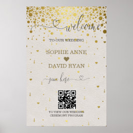 Póster Cartel de bienvenida de boda con código QR moderno