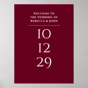 Póster Cartel de bienvenida de boda con fecha especial de