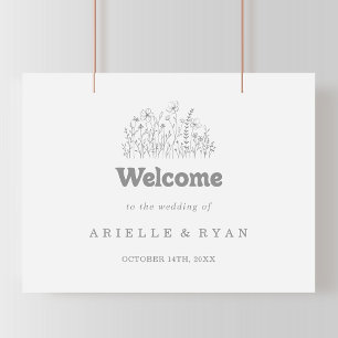 Póster Cartel de bienvenida de boda con flores silvestres