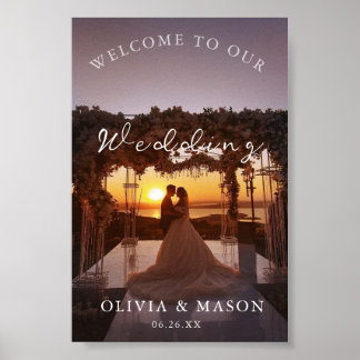 Póster Cartel de bienvenida de boda con foto Blanco