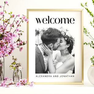 Póster Cartel de bienvenida de boda con foto elegante en