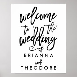 Póster Cartel de bienvenida de boda con letra a mano chic