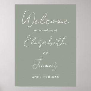 Póster Cartel de bienvenida de boda con letra cursiva min