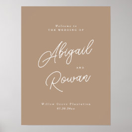 Póster Cartel de bienvenida de boda con letra de arena bo