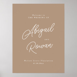 Póster Cartel de bienvenida de boda con letra de arena bo