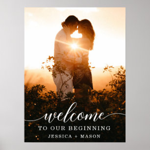 Póster Cartel de bienvenida de boda con letra elegante im
