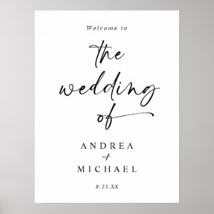 Póster Cartel de bienvenida de boda con letra manuscrita