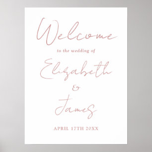 Póster Cartel de bienvenida de boda con letra minimalista