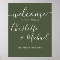 Cartel de bienvenida de boda con letra script de c