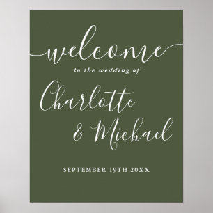 Póster Cartel de bienvenida de boda con letra script de c