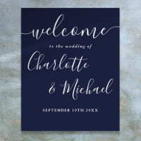 Cartel de bienvenida de boda con letra script de c