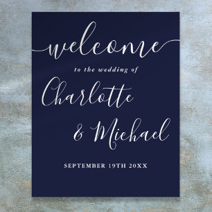 Póster Cartel de bienvenida de boda con letra script de c