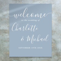 Cartel de bienvenida de boda con letra script de f