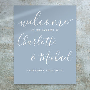 Póster Cartel de bienvenida de boda con letra script de f