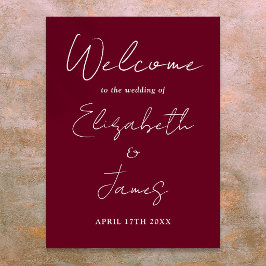 Póster Cartel de bienvenida de boda con letra script mini