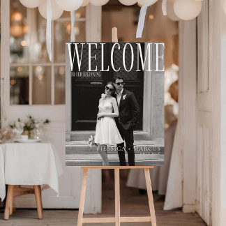 Póster Cartel de bienvenida de boda con tema de periódico
