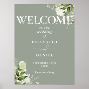 Póster Cartel de bienvenida de boda con tipografía de veg