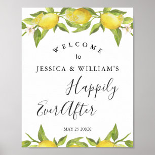 Póster Cartel de bienvenida de boda con vegetación de flo