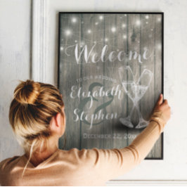 Póster Cartel de bienvenida de boda Copas de champán