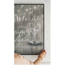 Cartel de bienvenida de boda Copas de champán