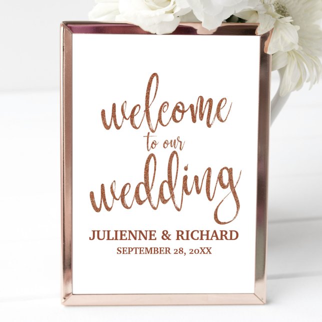 Póster Cartel de Bienvenida de Boda Copper Glitter de 8x1 (Subido por el creador)