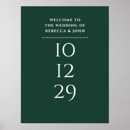Póster Cartel de bienvenida de boda de fecha especial esm