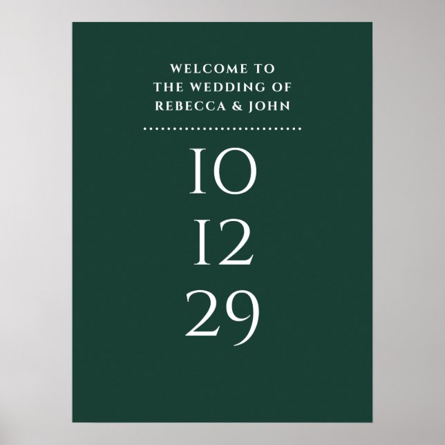 Póster Cartel de bienvenida de boda de fecha especial esm (Frente)