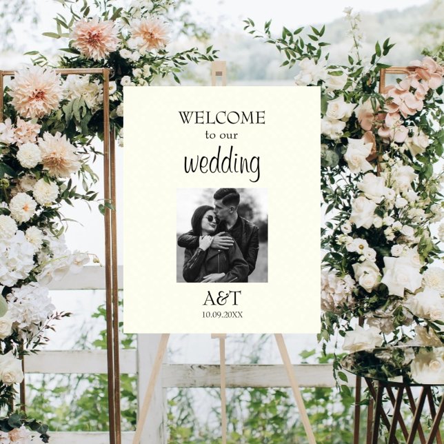 Póster cartel de bienvenida de boda de foto de marfil de  (Subido por el creador)