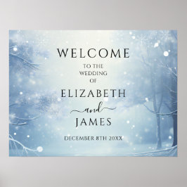 Póster Cartel de bienvenida de boda de invierno mágico