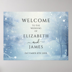 Póster Cartel de bienvenida de boda de invierno mágico