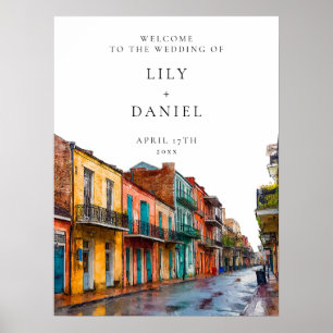 Póster Cartel de bienvenida de boda de Nueva Orleans