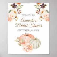 Cartel de bienvenida de boda de otoño de calabaza