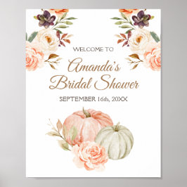 Póster Cartel de bienvenida de boda de otoño de calabaza