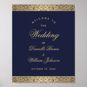 Póster Cartel de bienvenida de boda elegante con rosas do