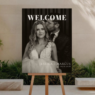 Póster Cartel de bienvenida de boda elegante y chic con f